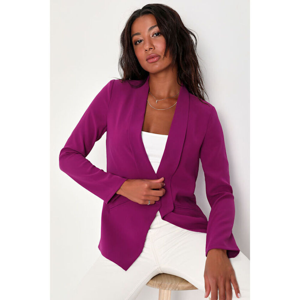 Lulus Miss Punctuality Magenta Lightweight Blazer Pink - Size S